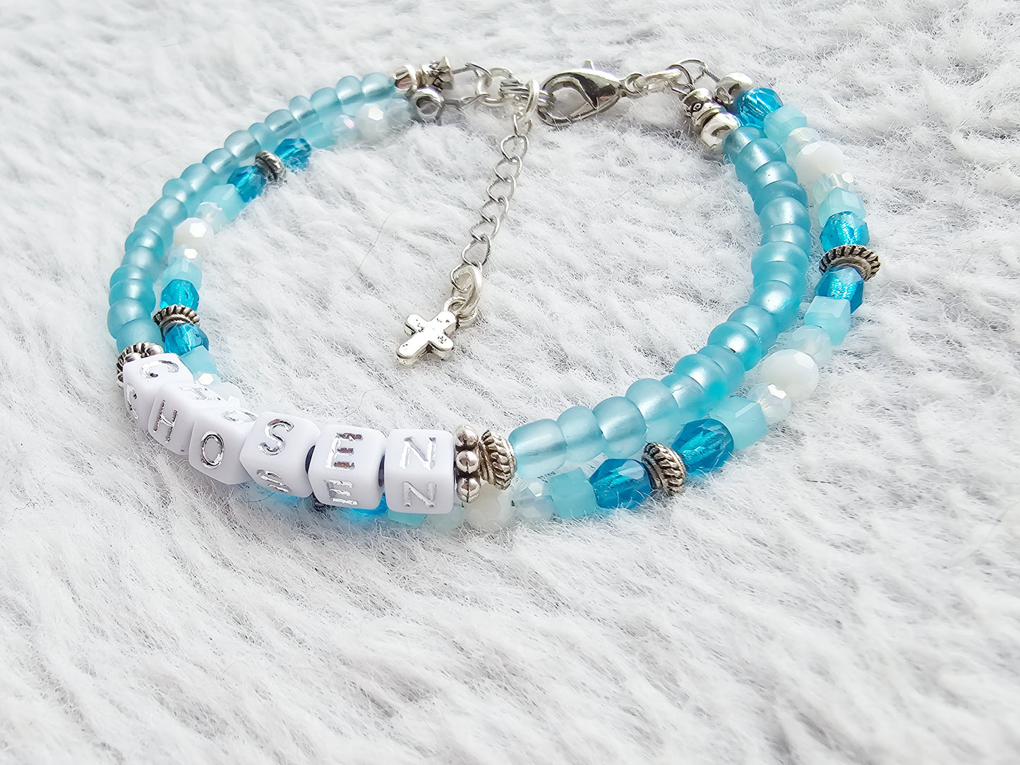 Chosen Blue and Silver beaded bracelet