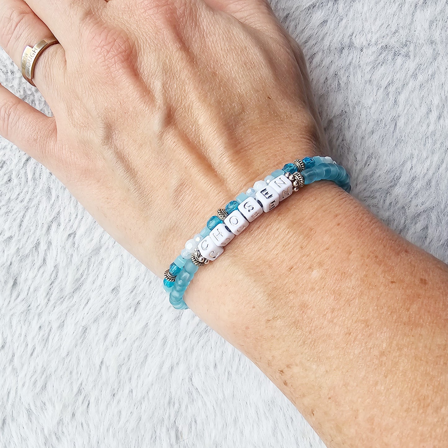 Chosen Blue and Silver beaded bracelet