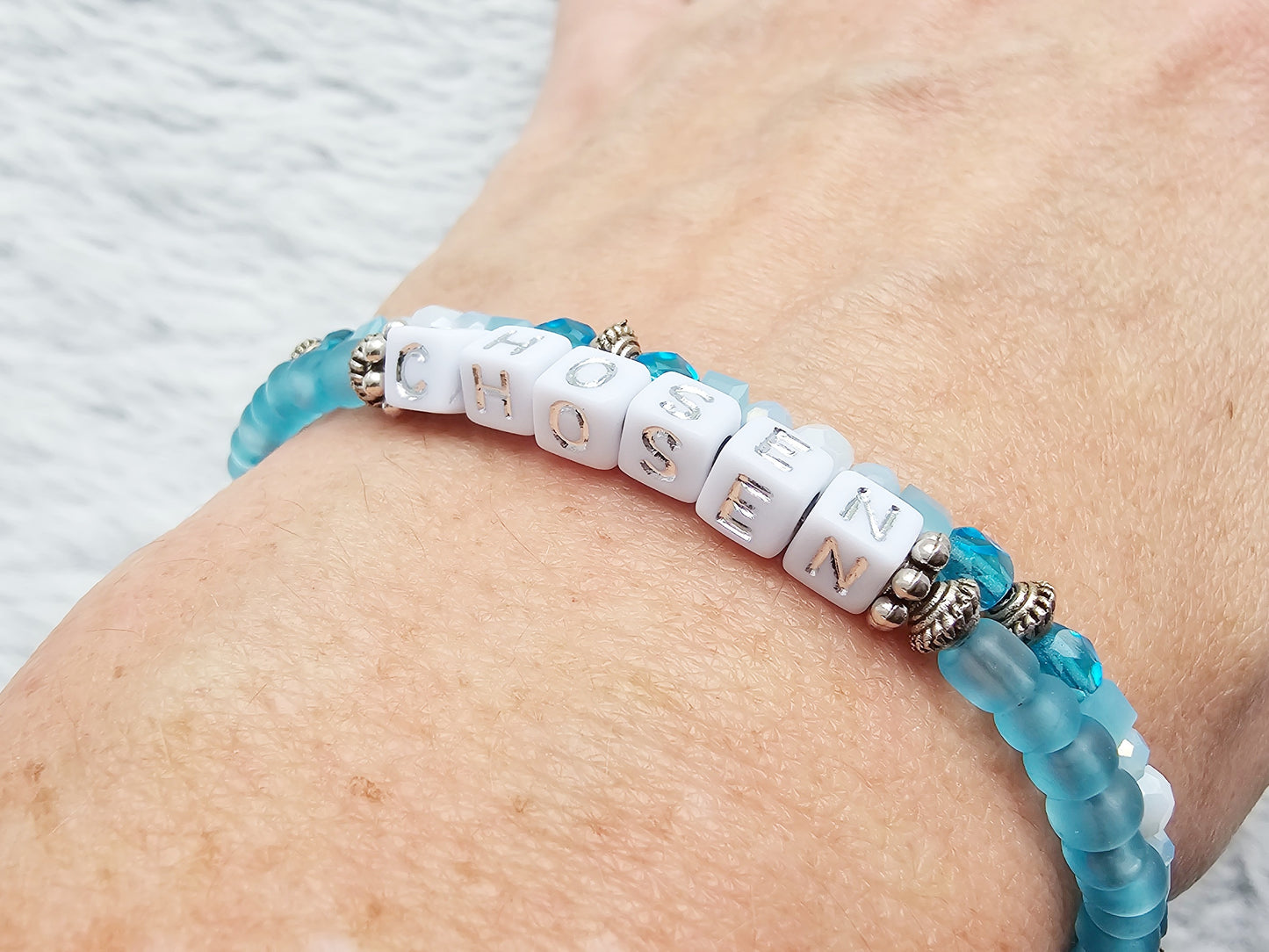 Chosen Blue and Silver beaded bracelet