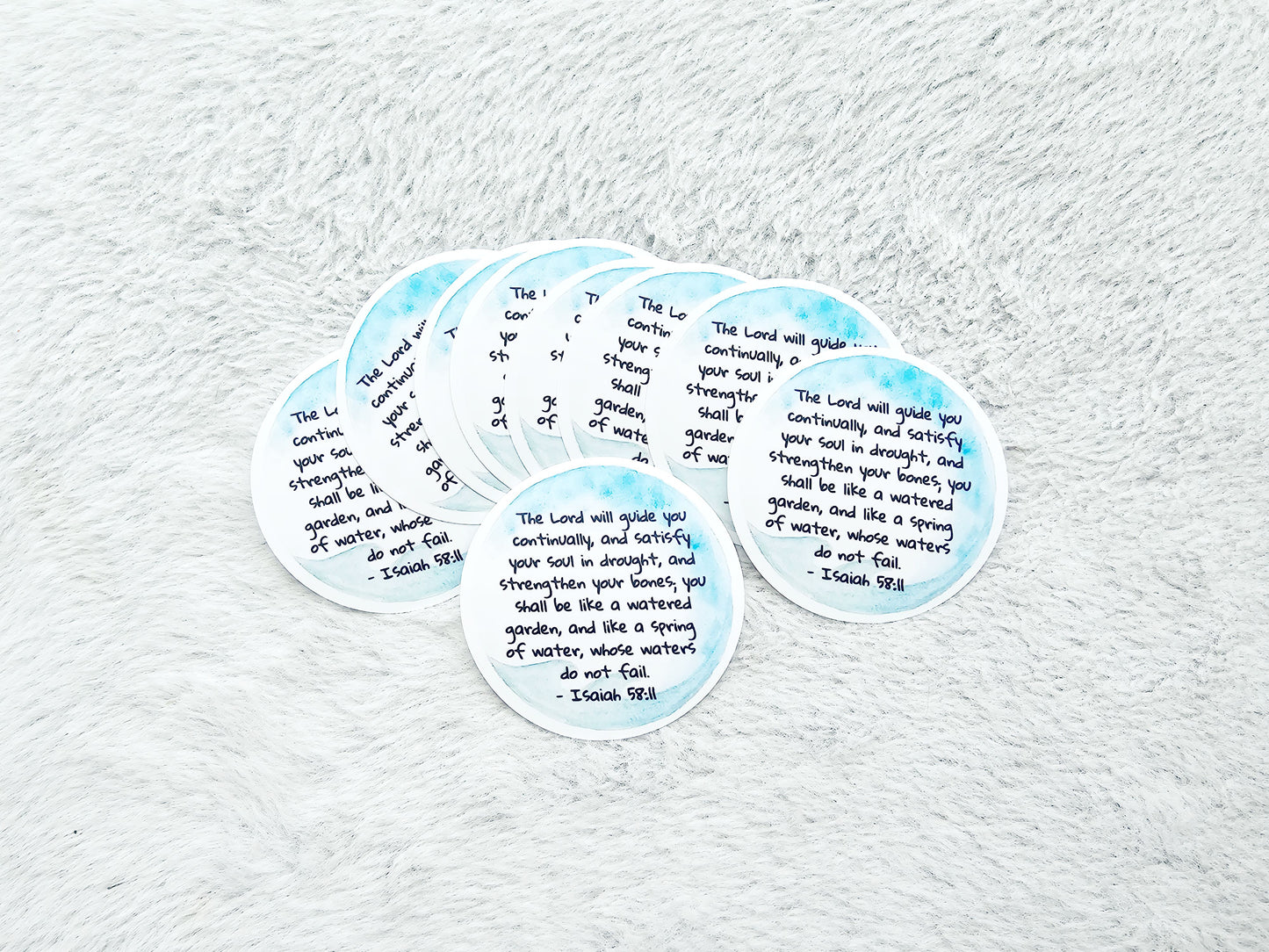Isaiah 58:11 Round Watercolor Vinyl Sticker
