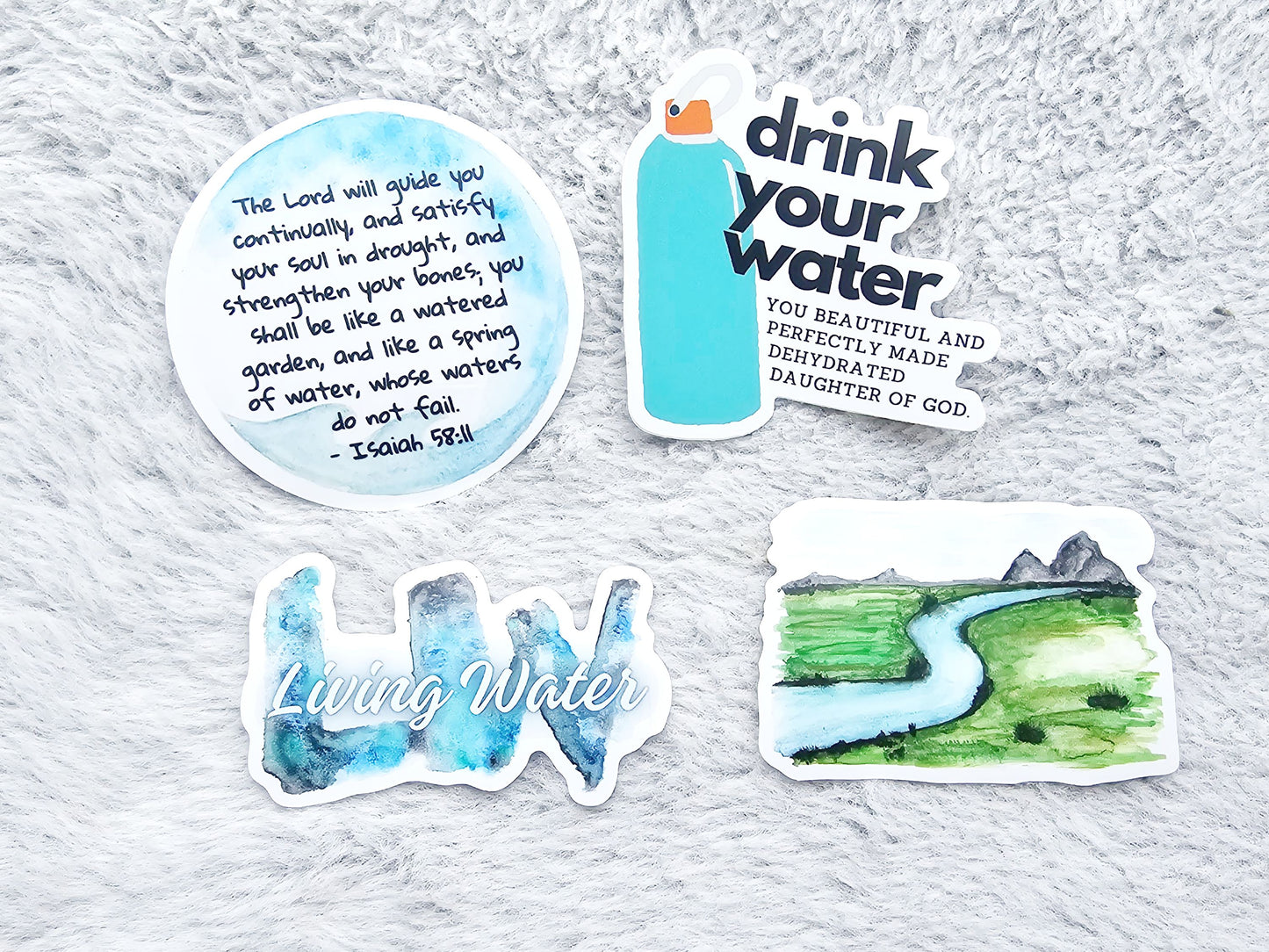 The Living Water Vinyl Sticker Decal Set of 4
