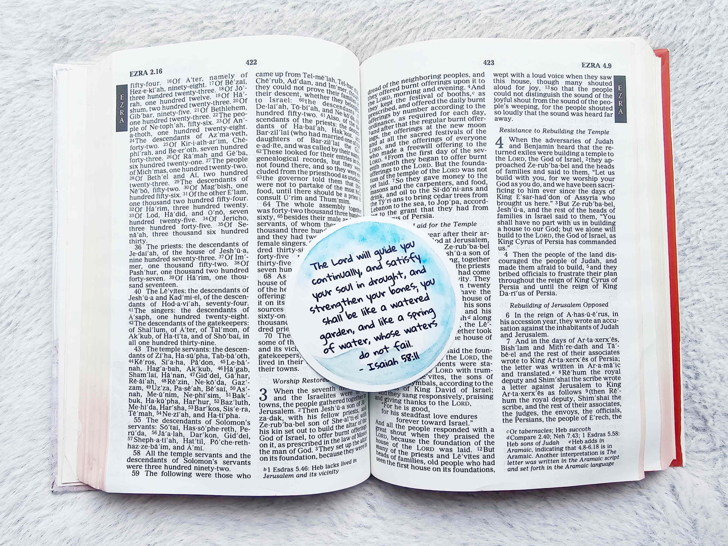 Isaiah 58:11 Round Watercolor Vinyl Sticker