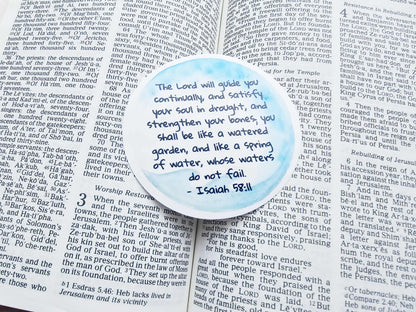 Isaiah 58:11 Round Watercolor Vinyl Sticker