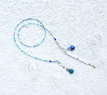 Beaded Bible Single strand Bookmark - The Living Water - Blue and silver bible accessories