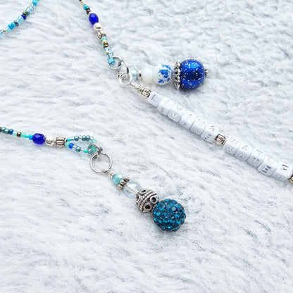 Beaded Bible Single strand Bookmark - The Living Water - Blue and silver bible accessories