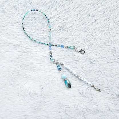 Beaded Bible half-strand Bookmark Clip-on charm - The Living Water - Blue and silver bible accessories