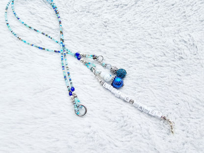 Beaded Bible 2 strand Bookmark - The Living Water - Blue and silver bible accessories