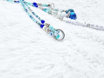 Beaded Bible 2 strand Bookmark - The Living Water - Blue and silver bible accessories