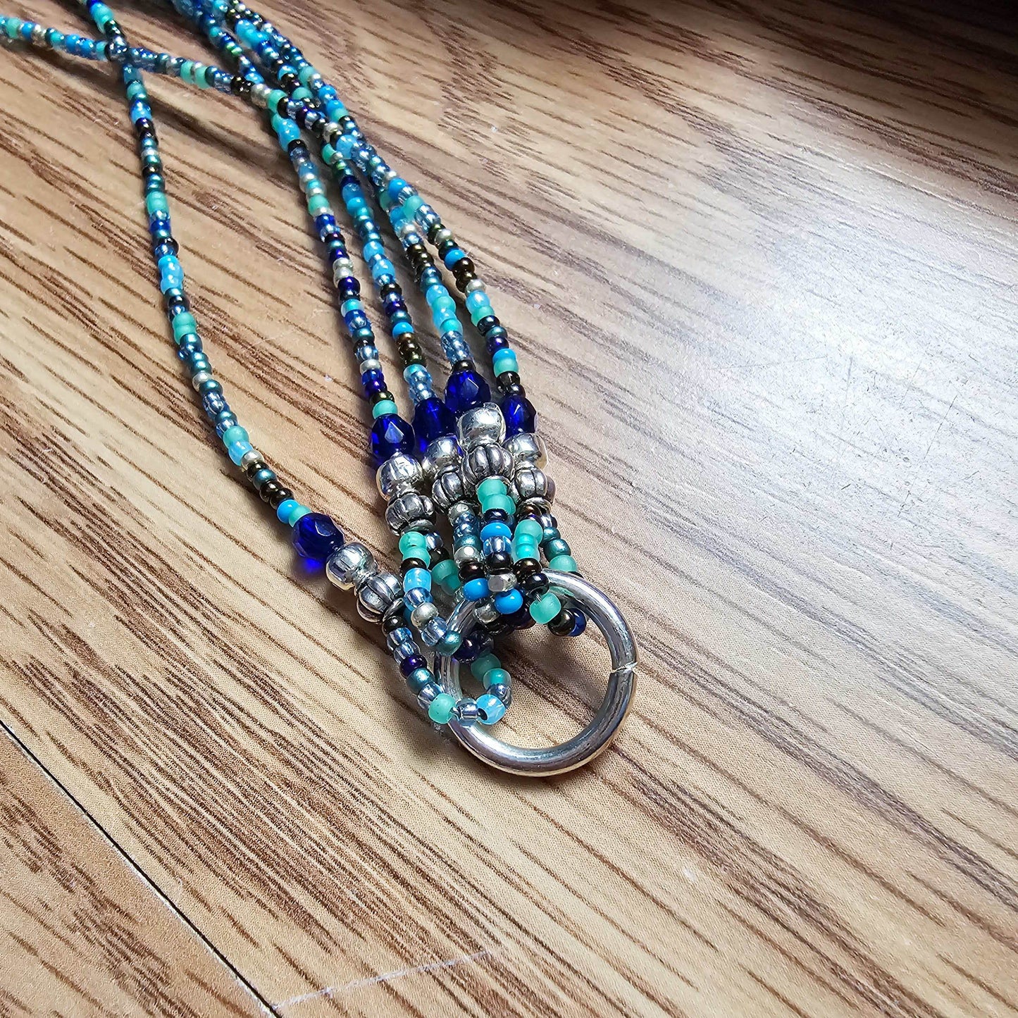 Beaded Bible 5 strand Bookmark - The Living Water - Blue and silver bible accessories