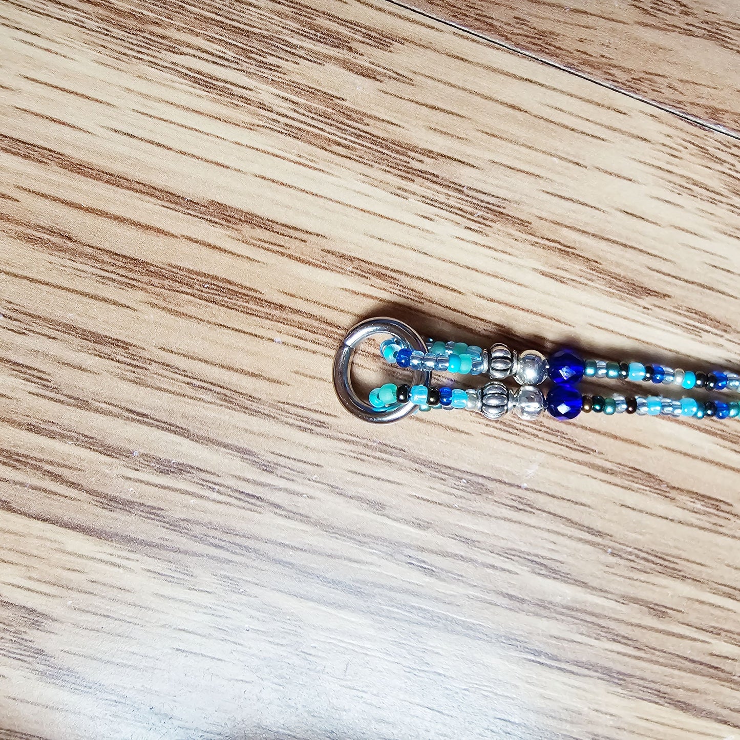 Beaded Bible 2 strand Bookmark - The Living Water - Blue and silver bible accessories