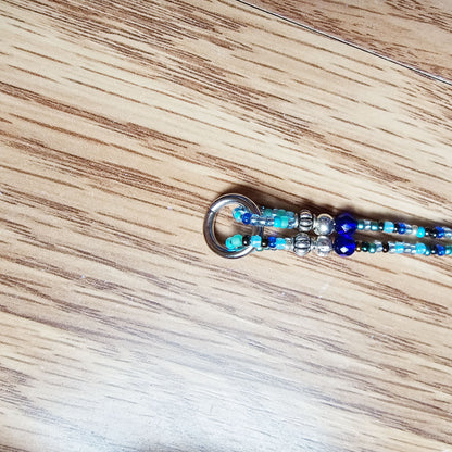 Beaded Bible 2 strand Bookmark - The Living Water - Blue and silver bible accessories