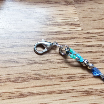 Beaded Bible half-strand Bookmark Clip-on charm - The Living Water - Blue and silver bible accessories