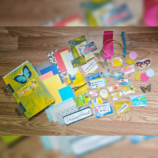 I Am Transformed Creative bible study Handmade Journal Kit with Ephemera