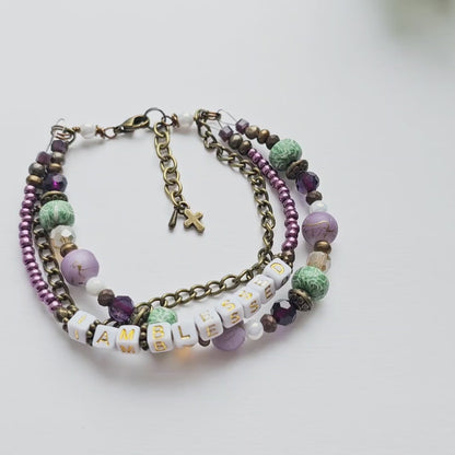 I Am Blessed 3-Strand Bracelet - stackable arm jewelry for women