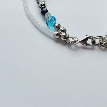 Blue and Silver 2-Strand Word Bracelet for women