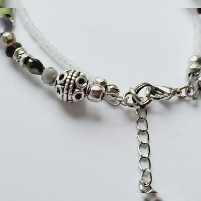 Silver and Gray 2-Strand Word Bracelet for women