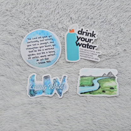 The Living Water Vinyl Sticker Decal Set of 4